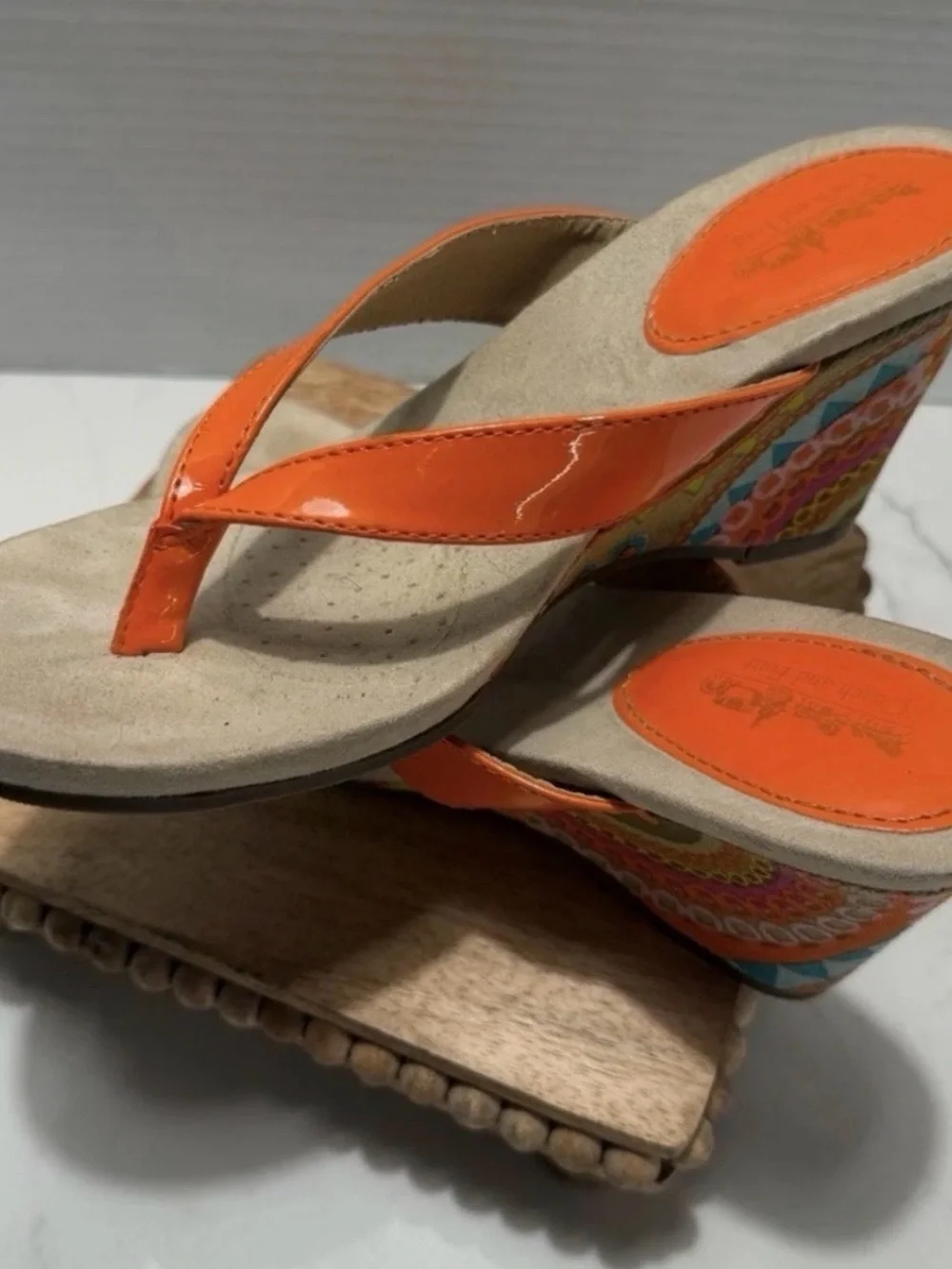 Coach and Four Vibrant Orange Sandals Boho Hippie Summer Festival Size 6